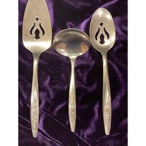 International Radiant Rose Serving Spoon Ladle Pie Server 3 Pcs Discontinued